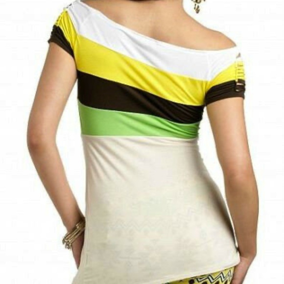 NWT ROCAWEAR  Y2K Colorblock Multicolor Rasta Slash Jersey Shirt Top 2X  PLUS - Picture 7 of 15